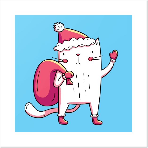 Santa Cat Wall Art by LydiaLyd